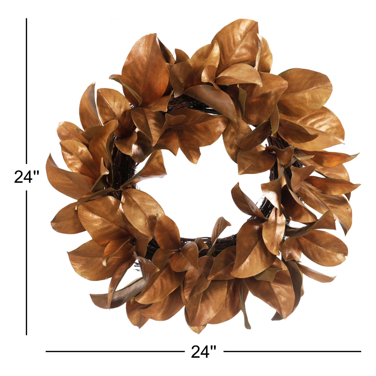 Bertrand Faux Magnolia Polyester Wreath, 24" H x 24" W x 7" D