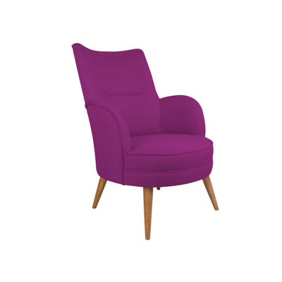Fauteuil à oreilles moderne, structure en bois massif, revêtement 100% polyester mauve | Confortable 32 sièges en mousse, dimensions: 27,6 po x 37,4 po x 33,5 po | Tissu facile à nettoyer, ajout élégant pour la décoration de la maison et de l'hôtel