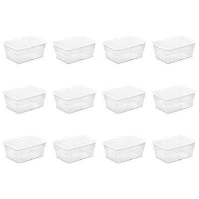 Sterilite Storage Box, Stackable Bin with Lid, Container Organizes Shoes and Crafts in Closet
