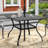 Jayc Square Steel Outdoor Dining Table with 1.65'' Umbrella Hole, Slatted Tabletop and Storage Space-870967388