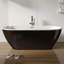 Baignoire autoportante ovale en acrylique de 152,4 cm x 73 cm (60 po x 28,74 po), avec bonde chromé à ouverture automatique et trop-plein intégré pour salle de bain spa.-131363079-87147523