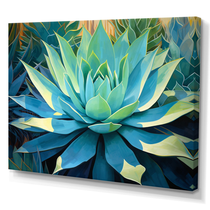 «Green Succulents Majestic Agave II - Succulent», art mural, H 24 po x l 32 po x P 1 po, Toile tendue