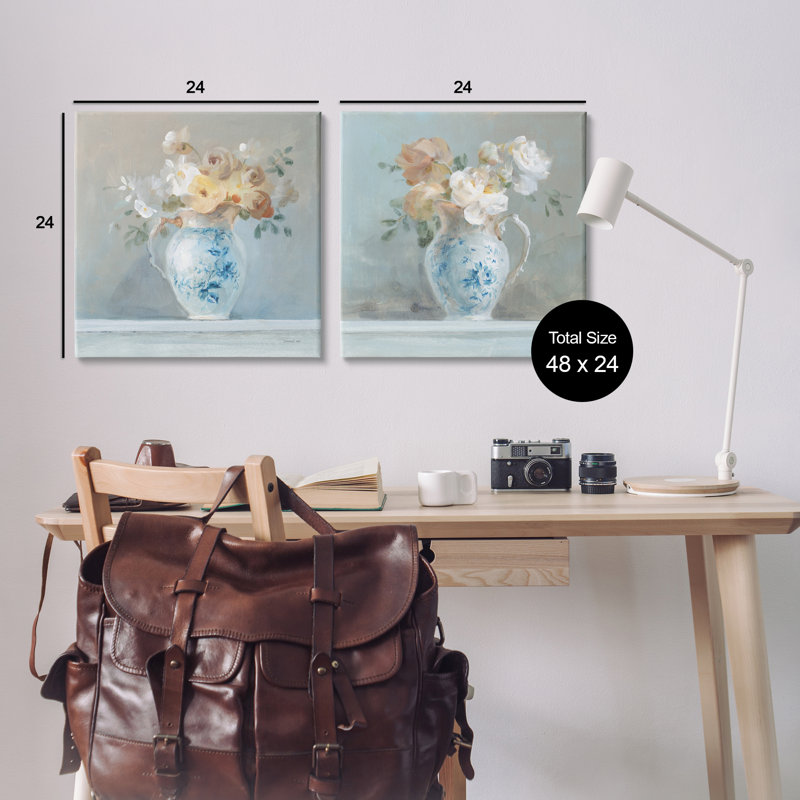 «Heirloom Bouquet Pitcher», ensemble de 2 impressions sur toile par Danhui Nai, H 24 po x l 24 po