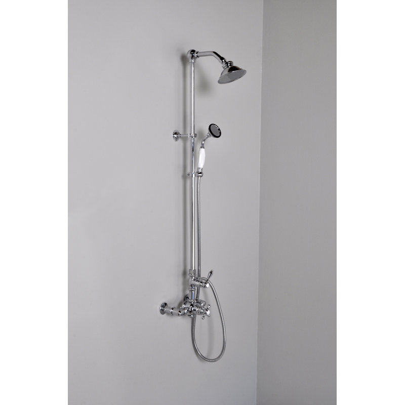 Exposed Thermostatic Shower System 48" Wall Mounted with 1.75GPM Handshower and Lever/Cross Handles, Chrome