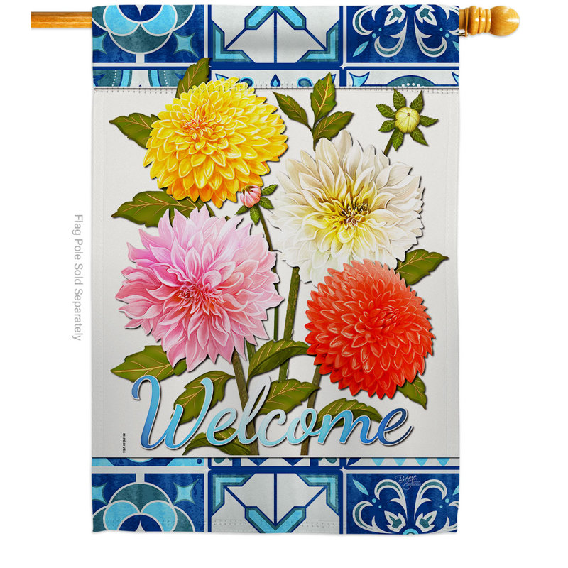 Drapeau de jardin Dahlia Bouquet, H 40 po x l 28 po