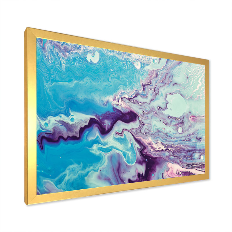 Multi and Blue Marble Fluid Art - Art mural moderne et contemporain sur toile, H 30 po x l 40 po x P 1,5 po