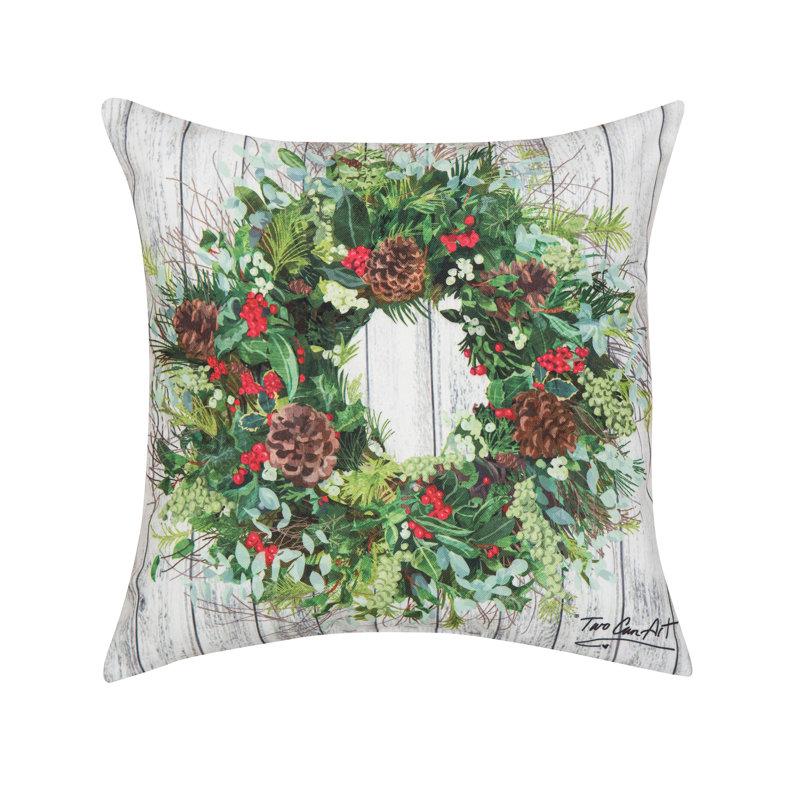 Coussin décoratif d’intérieur/d’extérieur couronne de Noël