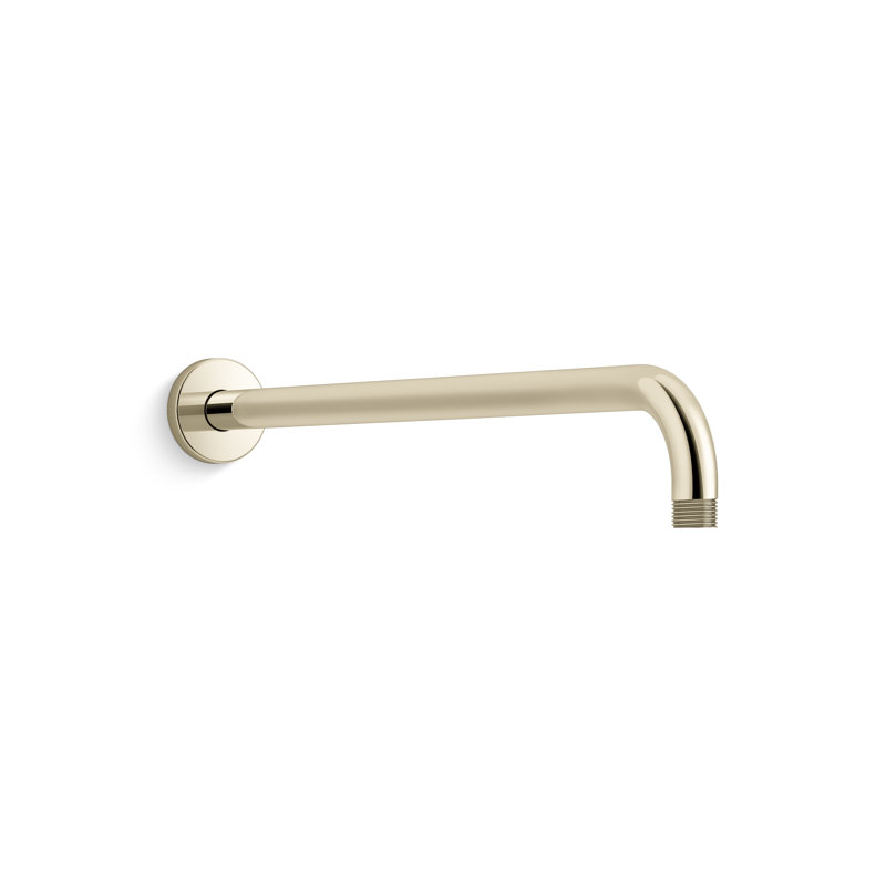 Statement 19 in. Wall-Mount Single-Function Rainhead Arm And Flange, Vibrant French Gold