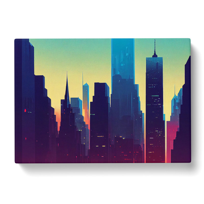 Cyberpunk New York Skyline Vol.1 - Wrapped Canvas, 35cm H x 50cm W x 3cm D