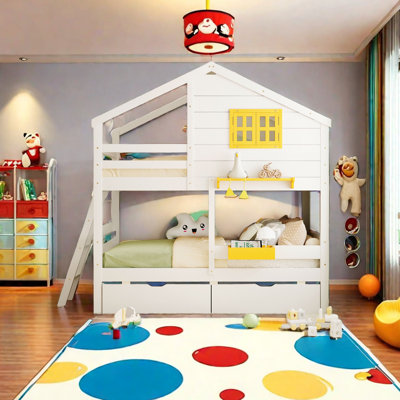 Aishini Twin Over Twin Bunk Bed with Built-In Ladder