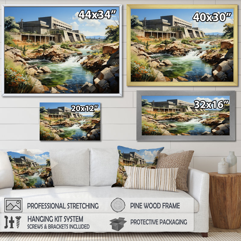 " Dam Industrial Beauty Urban ", Silver Single Picture Framed, 12" H x 20" W x 1" D