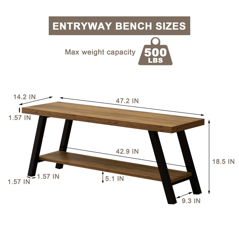 Banc de rangement Jodine, Chêne rustique