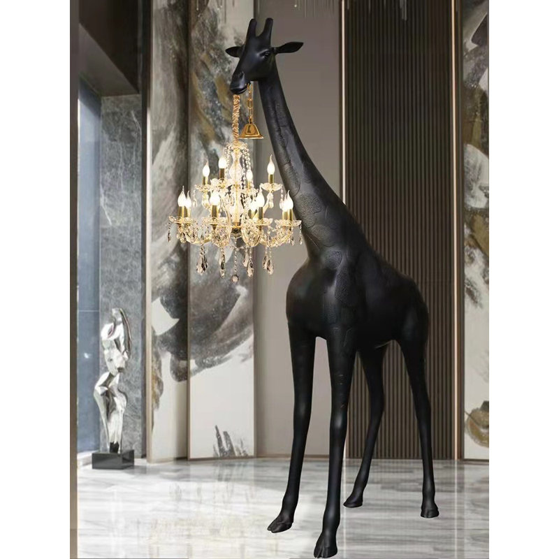 Unique Giraffe Sculpture Novelty Floor Lamp 105'', Black