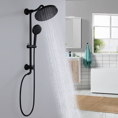 Ensemble de Douche Tout‑en‑Un-Robinet de Douche Mural avec Pomme de Pluie et Douchette 5 Fonctions