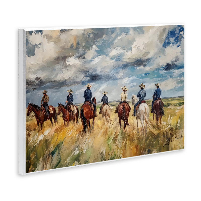 Plaque murale Western Riders Herd, design par Franklyn Gregory, H 10 po x l 15 po
