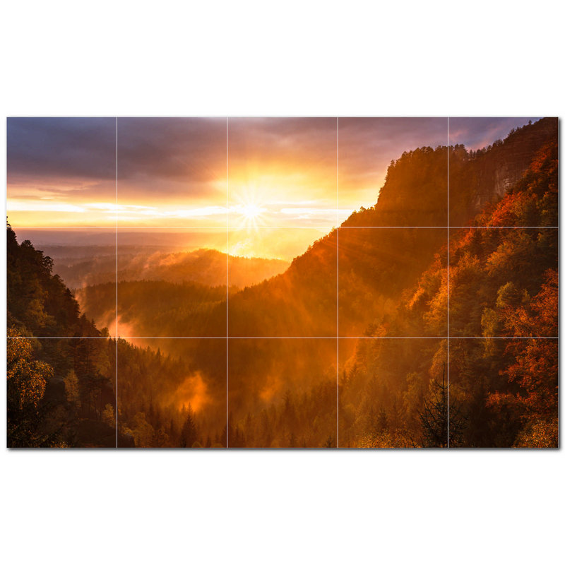 Murale décorative en céramique 8 po x 8 po Sunset