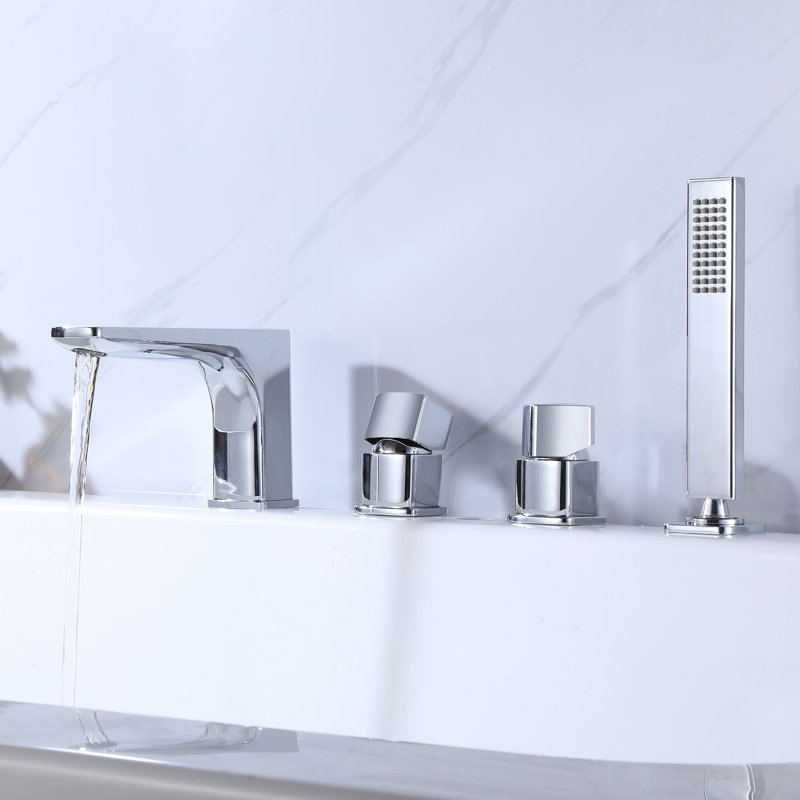Tub Spout with Hand Shower and Diverter, Chrome