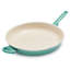 GreenPan Rio Healthy Ceramic Nonstick 13.5" Frying Pan Skillet with Helper Handle, Turquoise