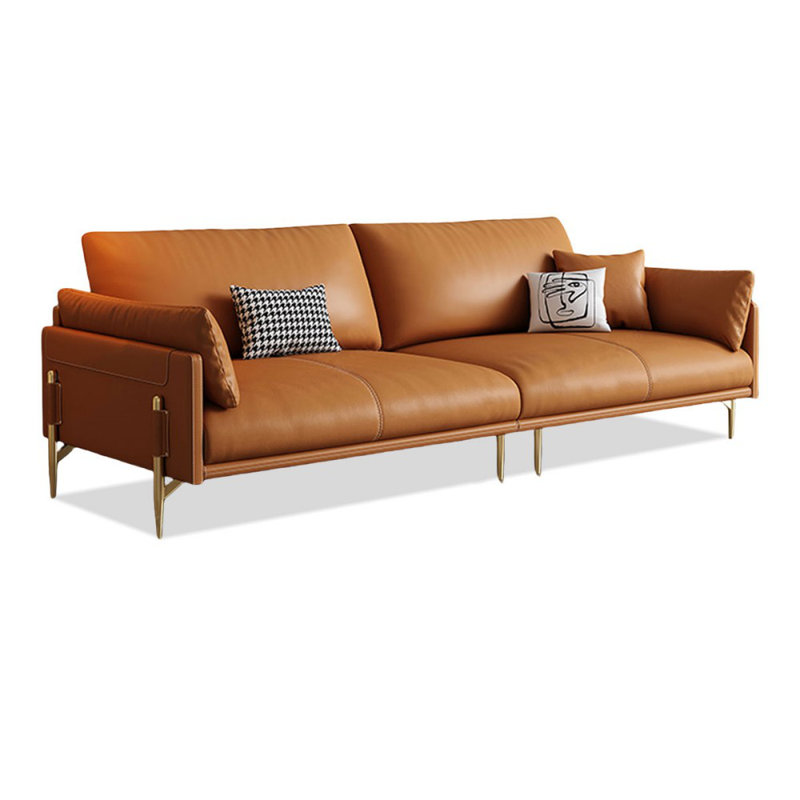 Canapé modulaire 86,61 po en cuir véritable vert, Brun, 3, H 33,07 po x l 98,43 po x P 37,01 po