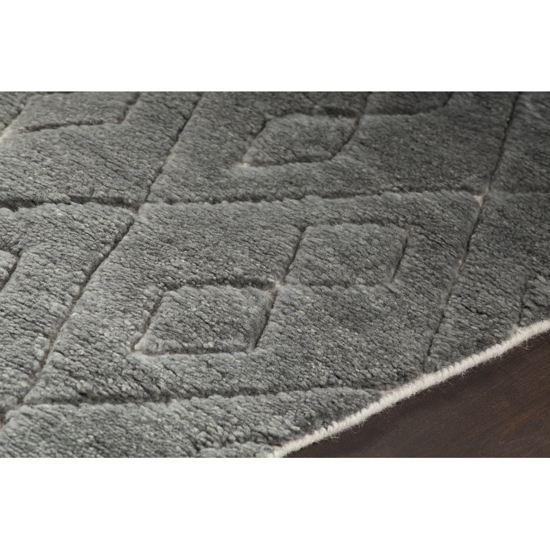 Catalina Handmade Cotton Geometric Area Rug, Gray, 5' x 7'6"