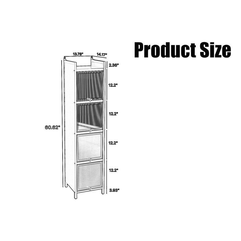 Four-tier Glass Door Cabinet, Green