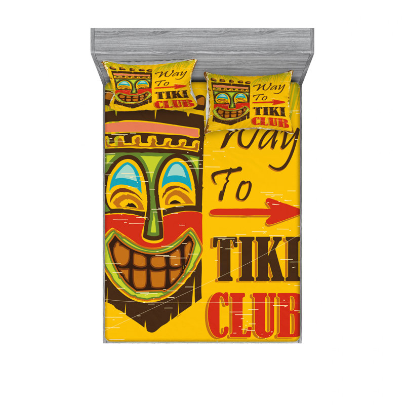 Ensemble de draps Way to Tiki Club, Ensemble de drap pour grand lit avec drap-housse