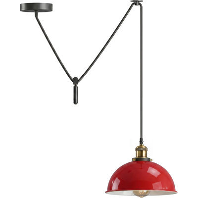 Luminaire suspendu industriel avec abat-jour dôme en métal avec cordon réglable de 2 m, lampe de plafond suspendue E26 pour îlot de cuisine, salle à manger, café, maison de campagne, luminaire moderne