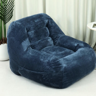 Mini canapé moelleux en velours côtelé bleu, non assemblé, pour se détendre dans la chambre à coucher, le salon et le dortoir, yoga ergonomique, profondeur 33,41 po, largeur 37,52 po, hauteur 27,63 po, poids de 31,13 lb,