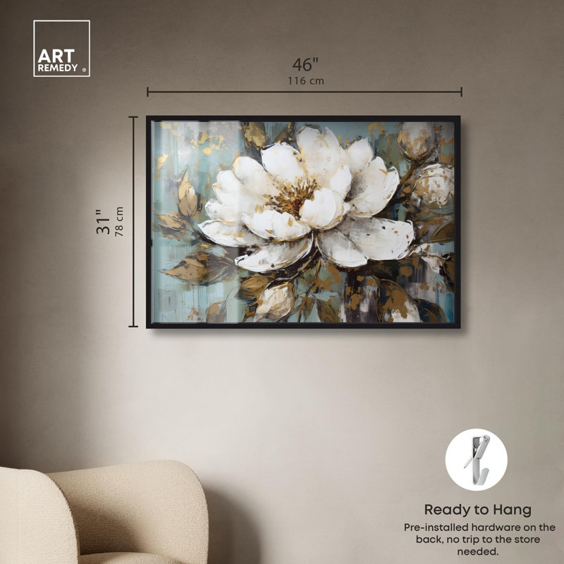 «Glam Flower», art floral rose par Shadowbox, H 31 po x l 46 po, Noir