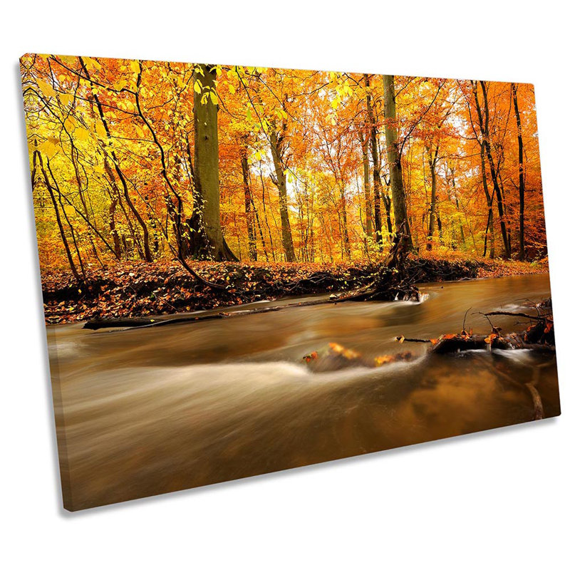 Orange Forest River Sunset - Wrapped Canvas Print, 40.6cm H x 61cm W