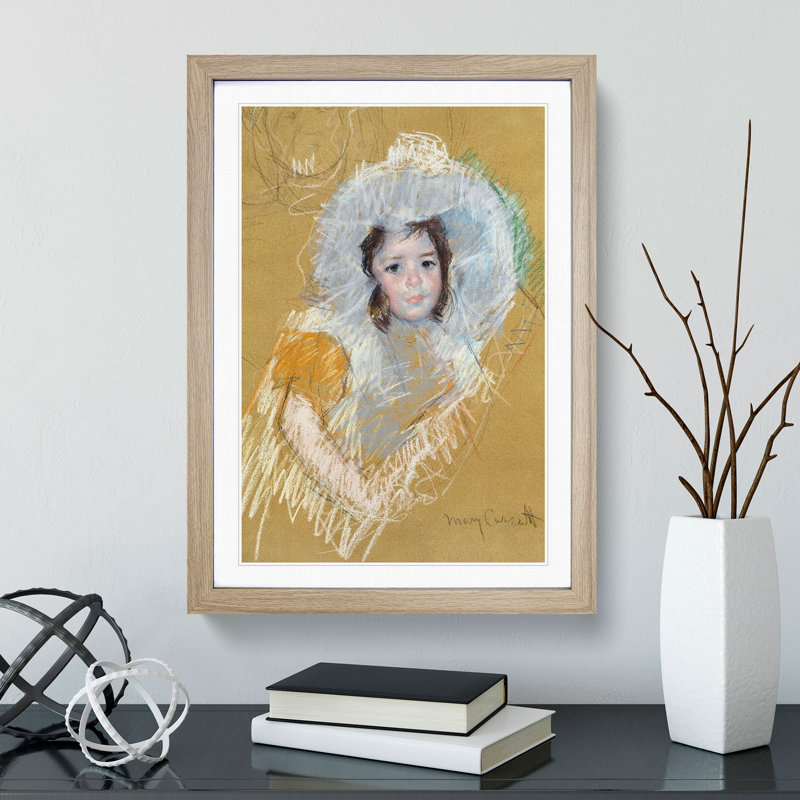 Sketch of a Child by Mary Cassatt - Picture Frame Painting, Oak Framed, 48cm H x 36cm W x 2cm D