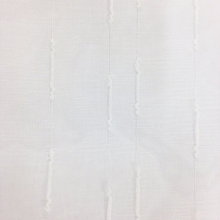 Europatex Striped 110 Sheers White, Very Lightweight Lace, Mesh Fabric, Home Decor Fabric