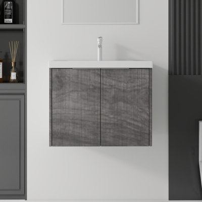Meuble-lavabo flottant 24 po avec lavabo, porte à fermeture en douceur, pour petites salles de bain