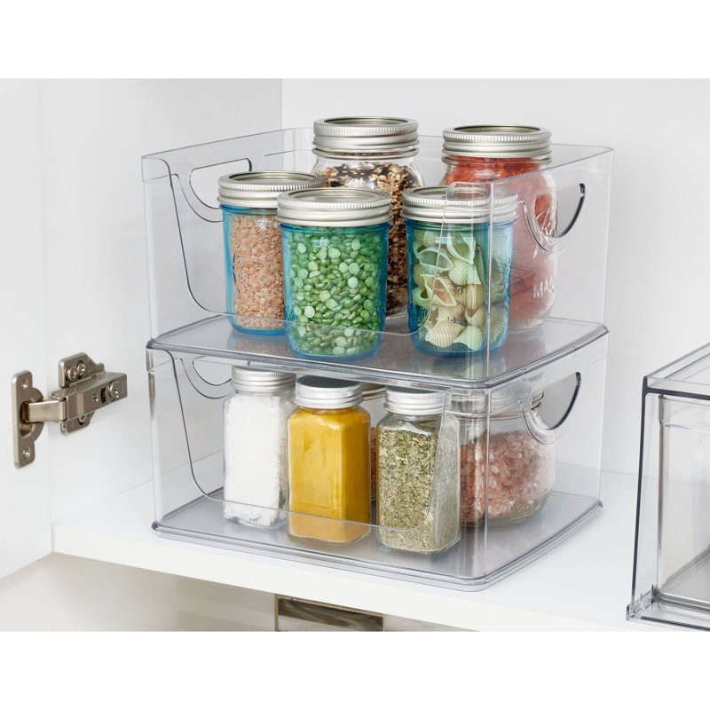 Bacs de rangement ouverts à l'avant avec poignées pour cuisine et garde-manger iDesign - Ensemble de 2 - Transparent