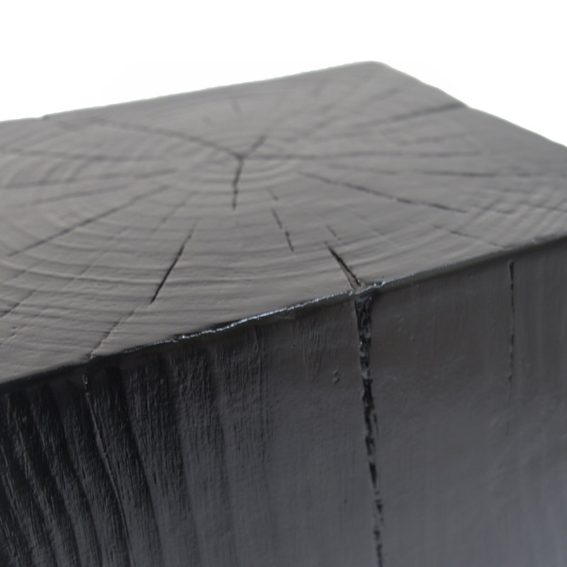 Wood-Look Square-Column MGO End Table, Black