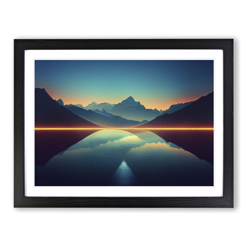 XH1022-6141X Modern Mountain Lake Vol.4 - Single Picture Frame Print, 25cm H x 34cm W x 2cm D, Black
