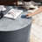 28'' Magnesium Oxide Outdoor Coffee Table with Wood-Look Textured Surface, Round, Dark Gray-1244555842