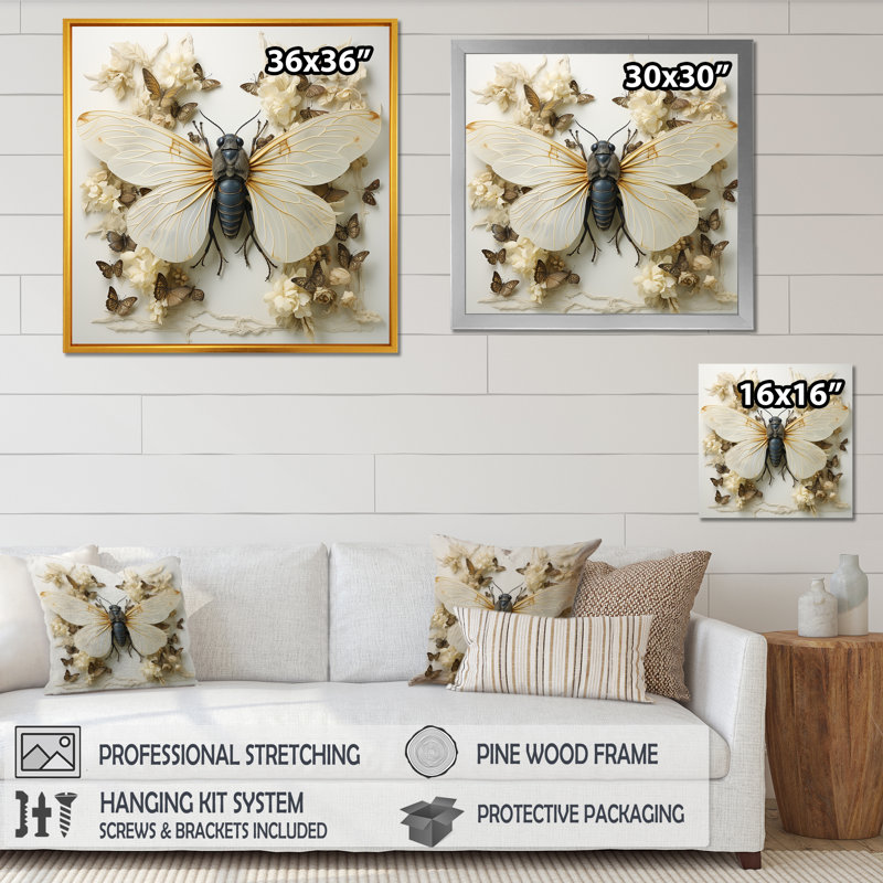 Captivating Moths Insect II - insectes et insectes, art mural, Cadre photo argenté, H 30 po x l 30 po x P 1,5 po