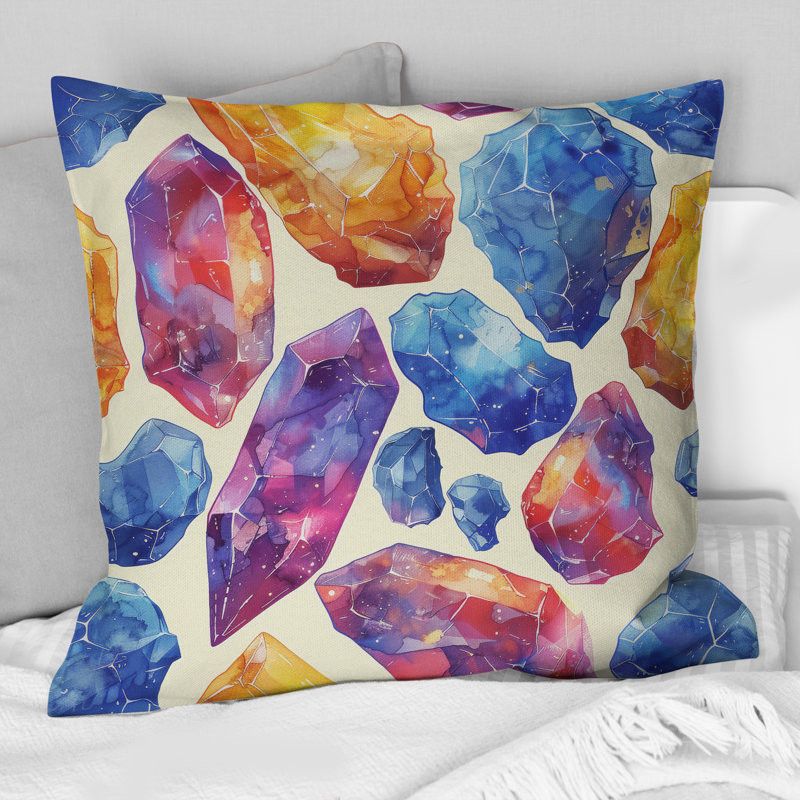 Stone Geode Crystals - Coussin Stone Geode, Bleu / mauve, H 18 po x H 18 po