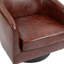 Fauteuil demi-tonneau pivotant en similicuir rouge brun avec base en bois massif Applewold-90757934