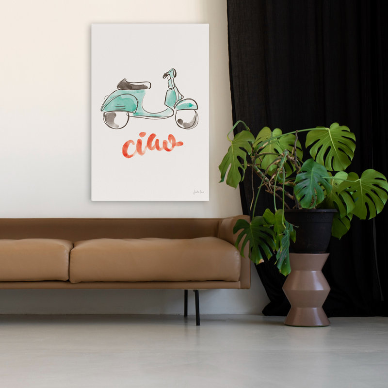 Dessin de cia Vespa I - bleu aqua, H 48 po x l 32 po
