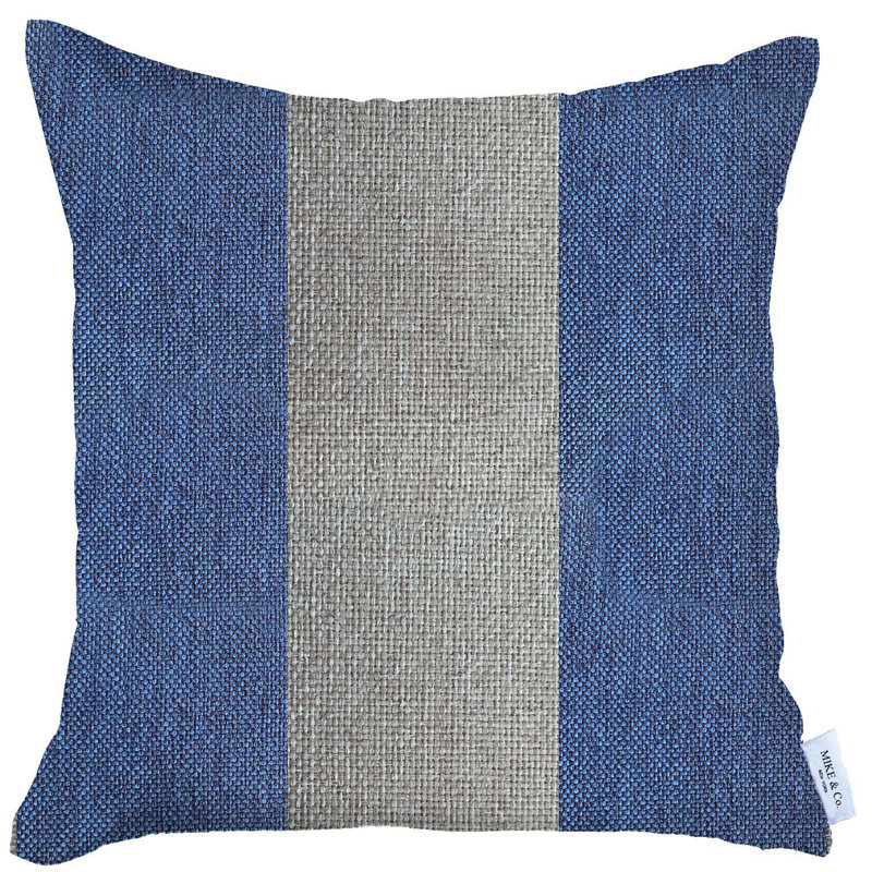 Handmade Blue and Ivory Jacquard Throw Pillow Cover
