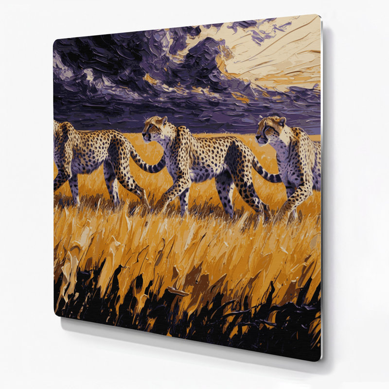 Cats Serengeti, art mural en métal brun, H 12 po x l 12 po