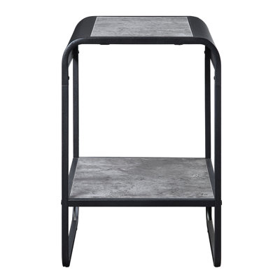 Concrete Grey And Black End Table With Metal Base Modern + For Home Decor