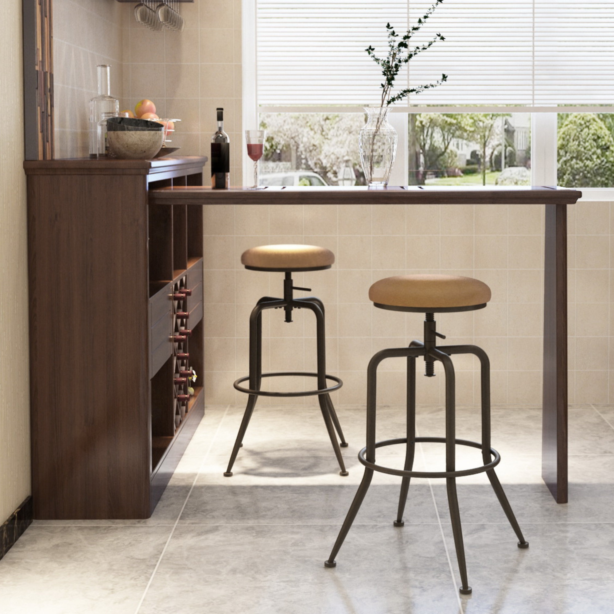 Williston Christiam Swivel Lift Height Upholstery Stool & Reviews