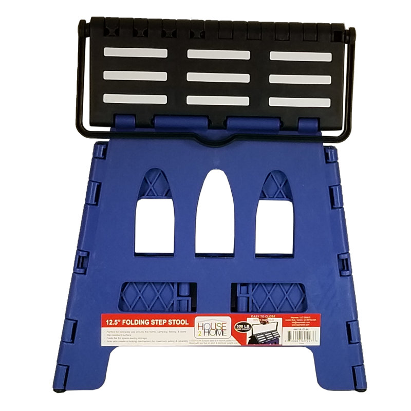 Peep 1 - Step Plastic Lightweight Folding Step Stool, Blue/Black