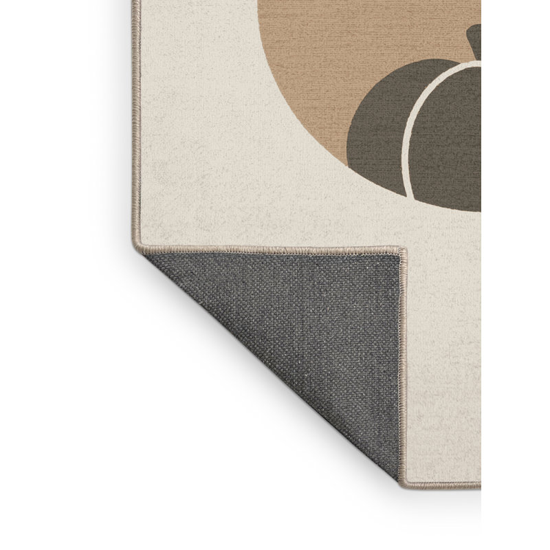 Soft Plush Esqueda Thanksgiving Modern & Contemporary Abstract Area Rug in Beige – Beige Binding, 5x8
