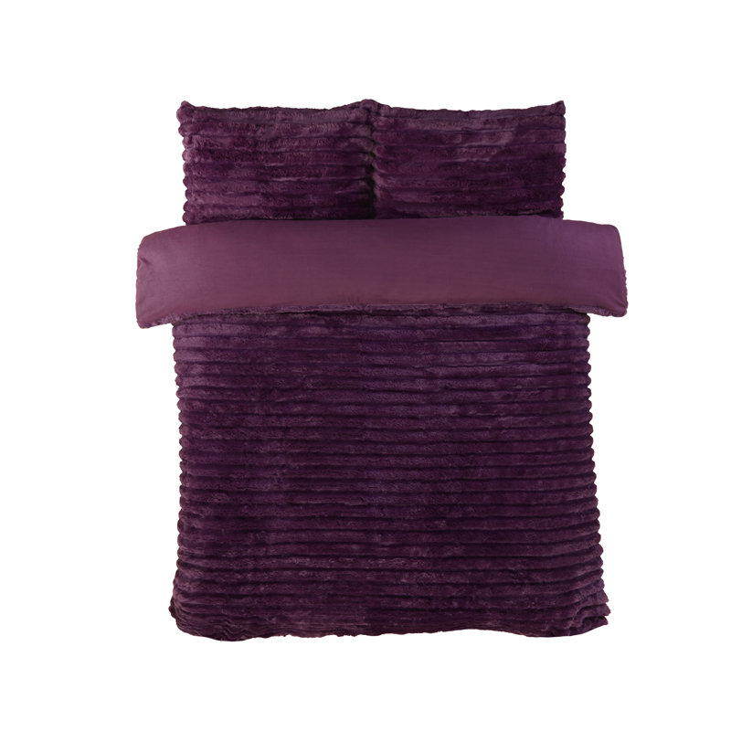 Aliyas Chunky Ribbed Duvet Set, Double Duvet Cover Set, Burgundy