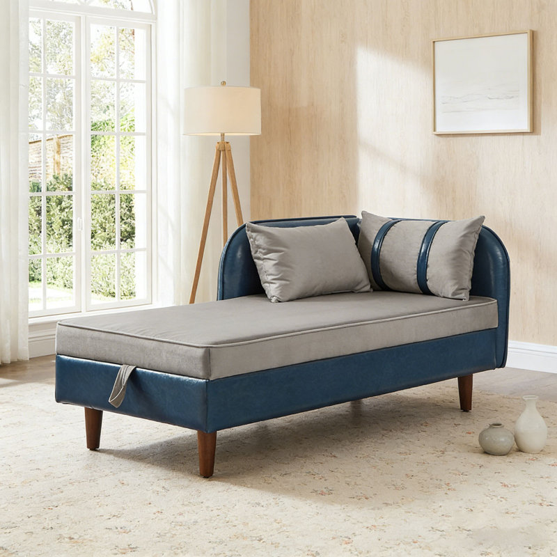 Méridienne de rangement 65 ", Bleu et gris