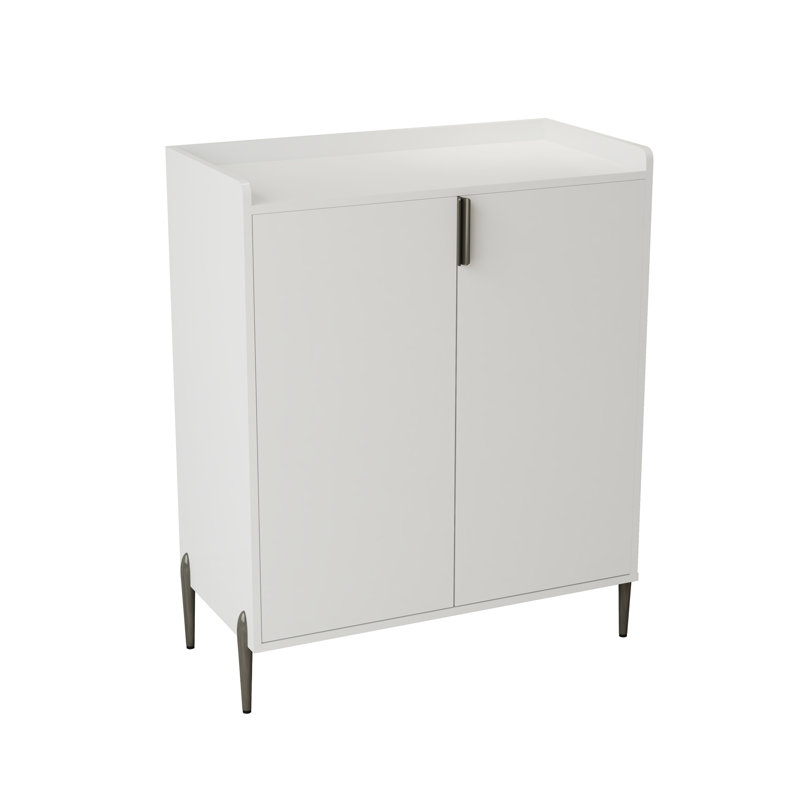 Bar à vin de salon avec support, charnières à fermeture douce et comptoir spacieux, tablette ajustable blanche à 2 portes, dispositif de basculement,